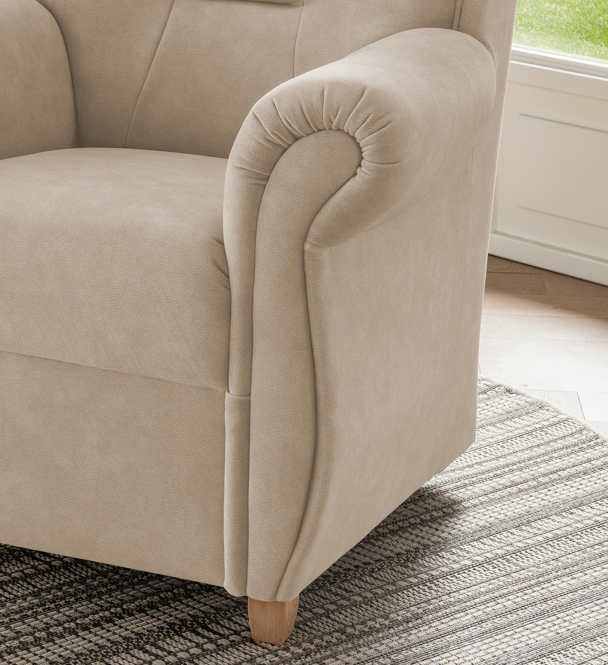 SESSEL in Mikrofaser Naturfarben  - Wildeiche/Naturfarben, KONVENTIONELL, Holz/Textil (91/100/88cm) - Livetastic