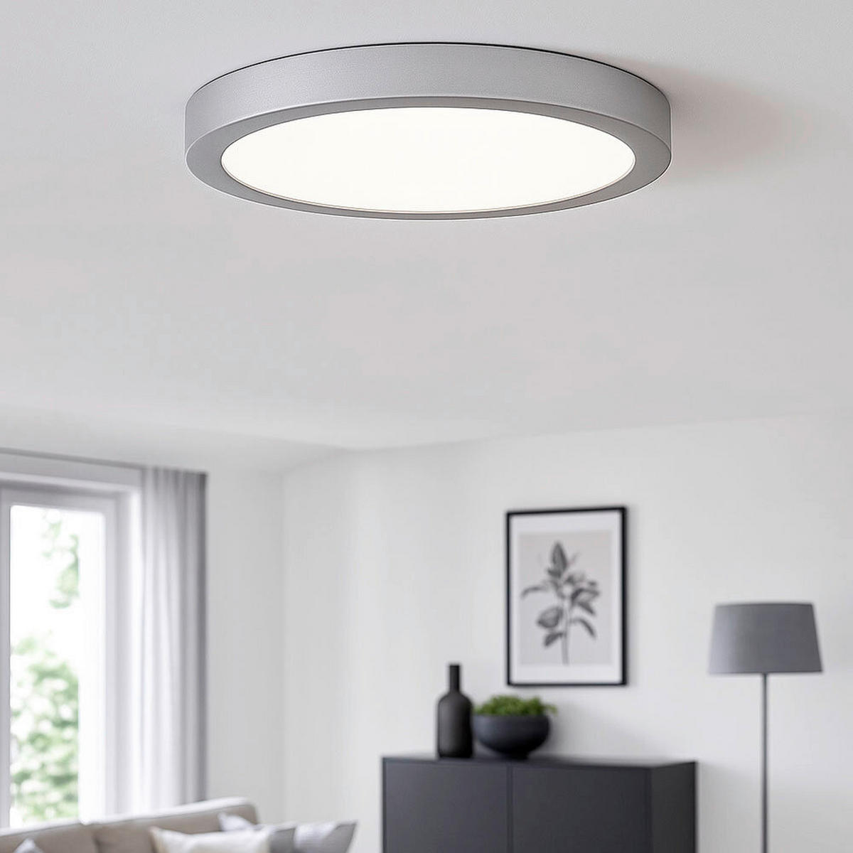 AUFBAULEUCHTE 30/3,2 cm   - Chromfarben/Weiß, Design, Kunststoff/Metall (30/3,2cm) - Globo