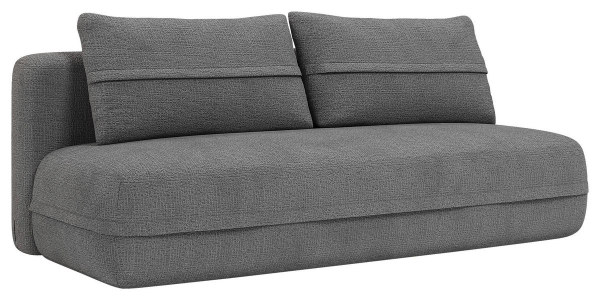 SCHLAFSOFA Chenille Dunkelgrau  inkl. Rückenkissen, Bettkasten, Schlaffunktion, Rücken echt, Liegefläche im Originalstoff  - Dunkelgrau/Schwarz, KONVENTIONELL, Kunststoff/Textil (213/92/105cm) - Milino