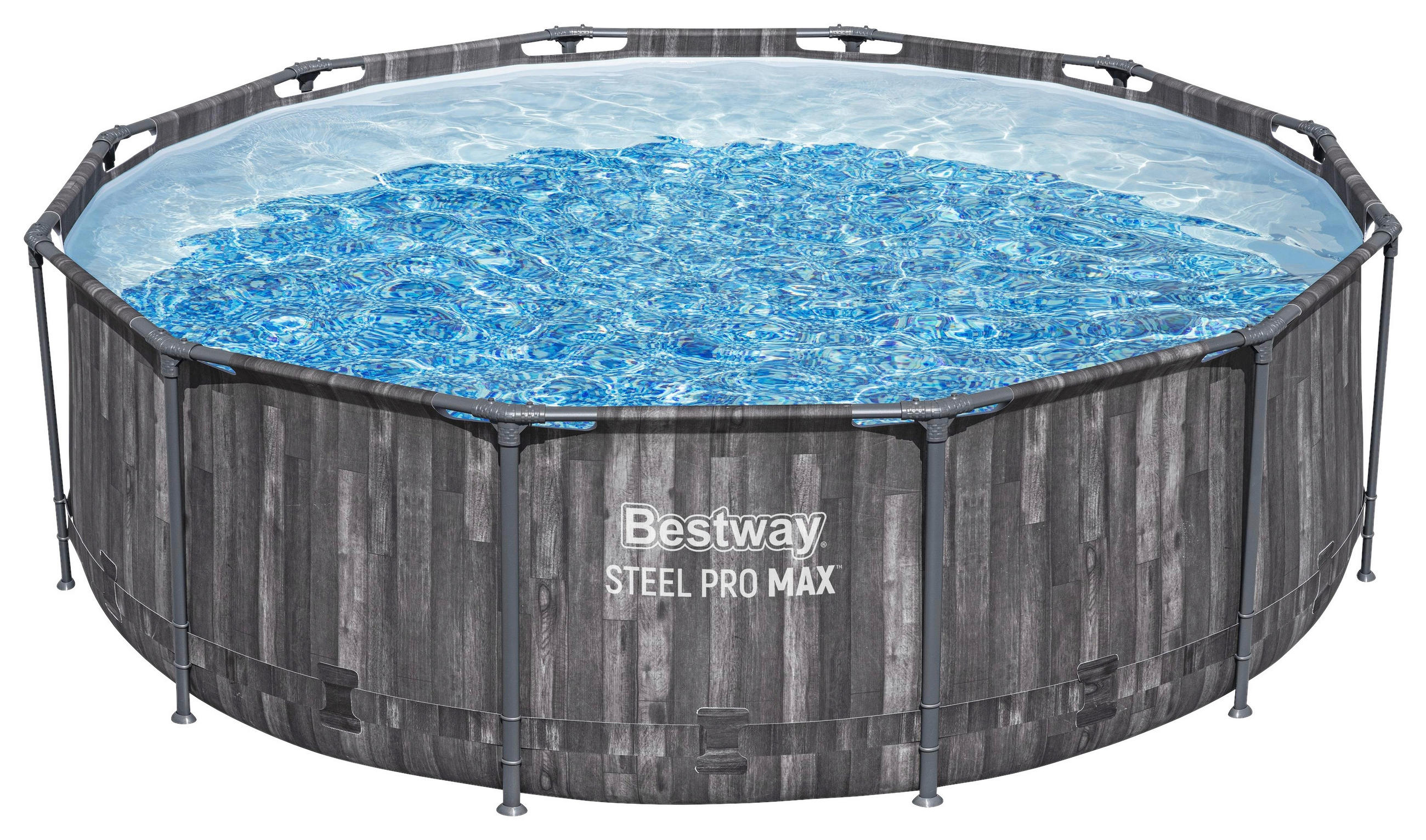 POOL-SET STEEL PRO MAX 5614X 366/100 cm  - Hellblau/Grau, KONVENTIONELL, Kunststoff/Metall (366/100cm) - Bestway