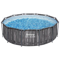 POOL-SET STEEL PRO MAX 5614X 366/100 cm  - Hellblau/Grau, KONVENTIONELL, Kunststoff/Metall (366/100cm) - Bestway