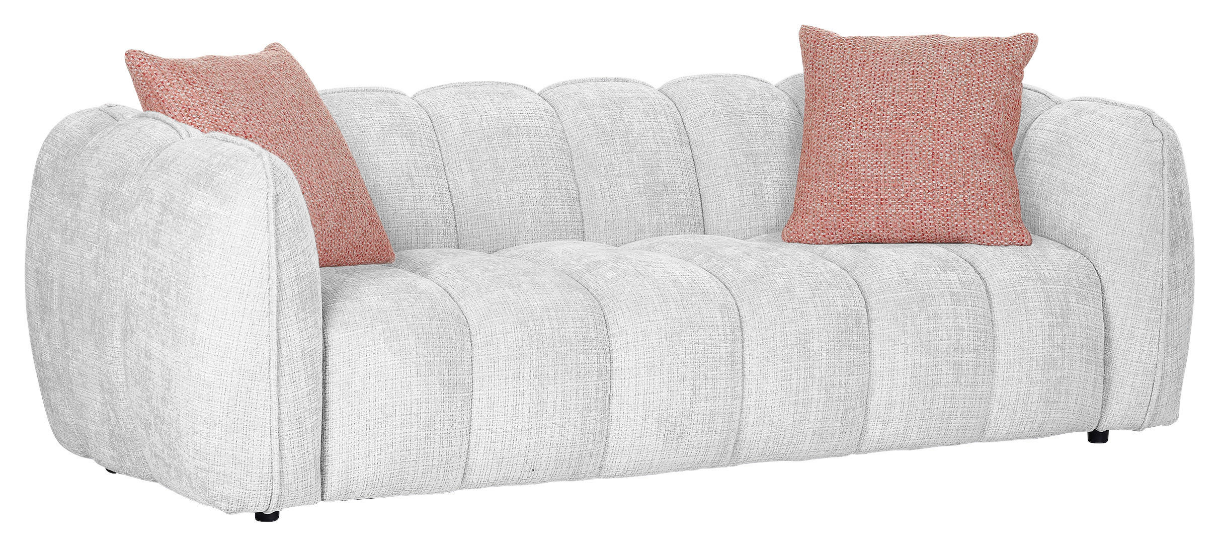 BIG SOFFA i chenille ljusgrå  - ljusgrå/svart, Klassisk, textil/plast (217/74/100cm) - MID.YOU