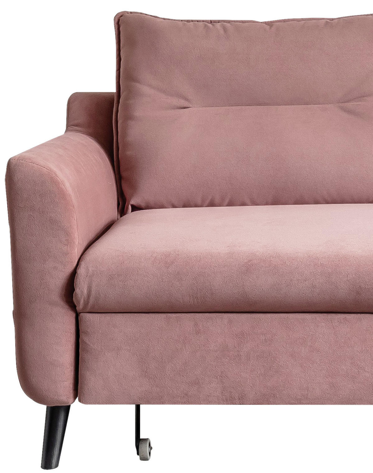 ECKSCHLAFSOFA Stylish Stan Velours Altrosa  inkl. Rückenkissen, Bettkasten, Schlaffunktion  - Schwarz/Altrosa, Basics, Holz/Textil (230/150cm) - MID.YOU