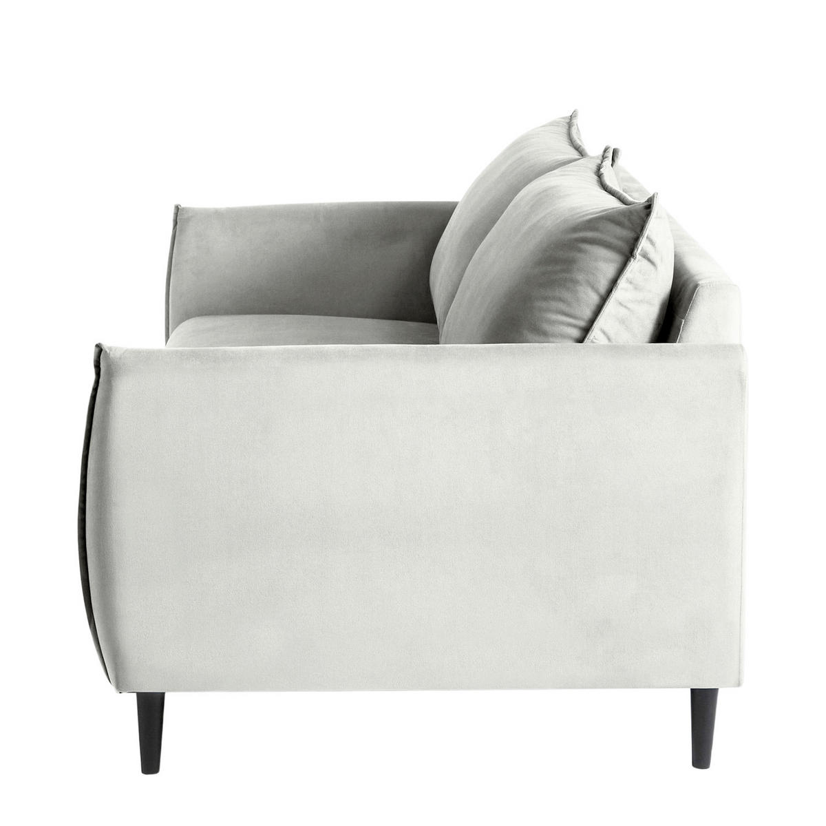 3-SITZER-SOFA JULI in Samt Grau  - Schwarz/Grau, Design, Holz/Textil (203/86/100cm) - P & B