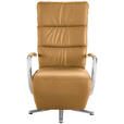 RELAXSESSEL in Leder Cognac  - Chromfarben/Cognac, Design, Leder/Metall (64/112/80cm) - Cantus