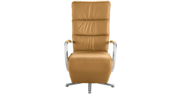 RELAXSESSEL in Leder Cognac  - Chromfarben/Cognac, Design, Leder/Metall (64/112/80cm) - Cantus