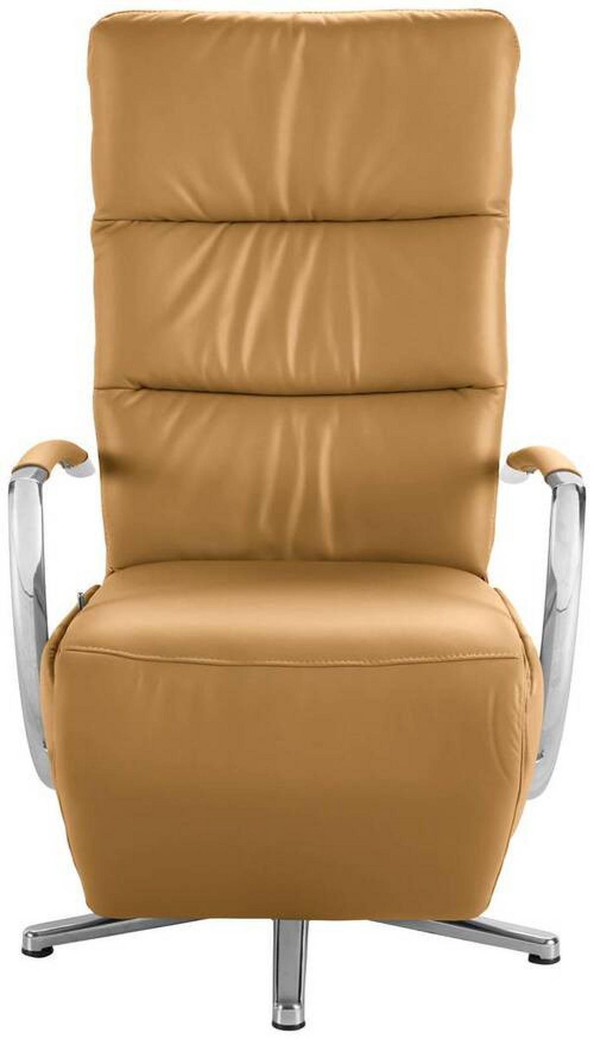 RELAXSESSEL in Leder Cognac  - Chromfarben/Cognac, Design, Leder/Metall (64/112/80cm) - Cantus