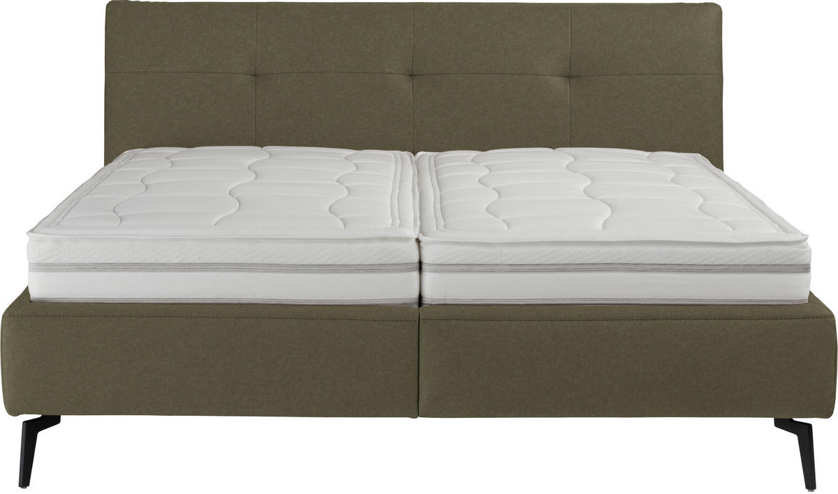 POLSTERBETT gepolstertes Kopfteil, Lattenroste, Matratzen Grün 180/200 cm  - Creme/Schwarz, MODERN, Holz/Holzwerkstoff (180/200cm) - Beldomo - Sleep