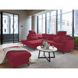 ECKSOFA in Flachgewebe, Leinenoptik Rot  - Rot/Schwarz, Design, Textil/Metall (208/247cm) - Xora