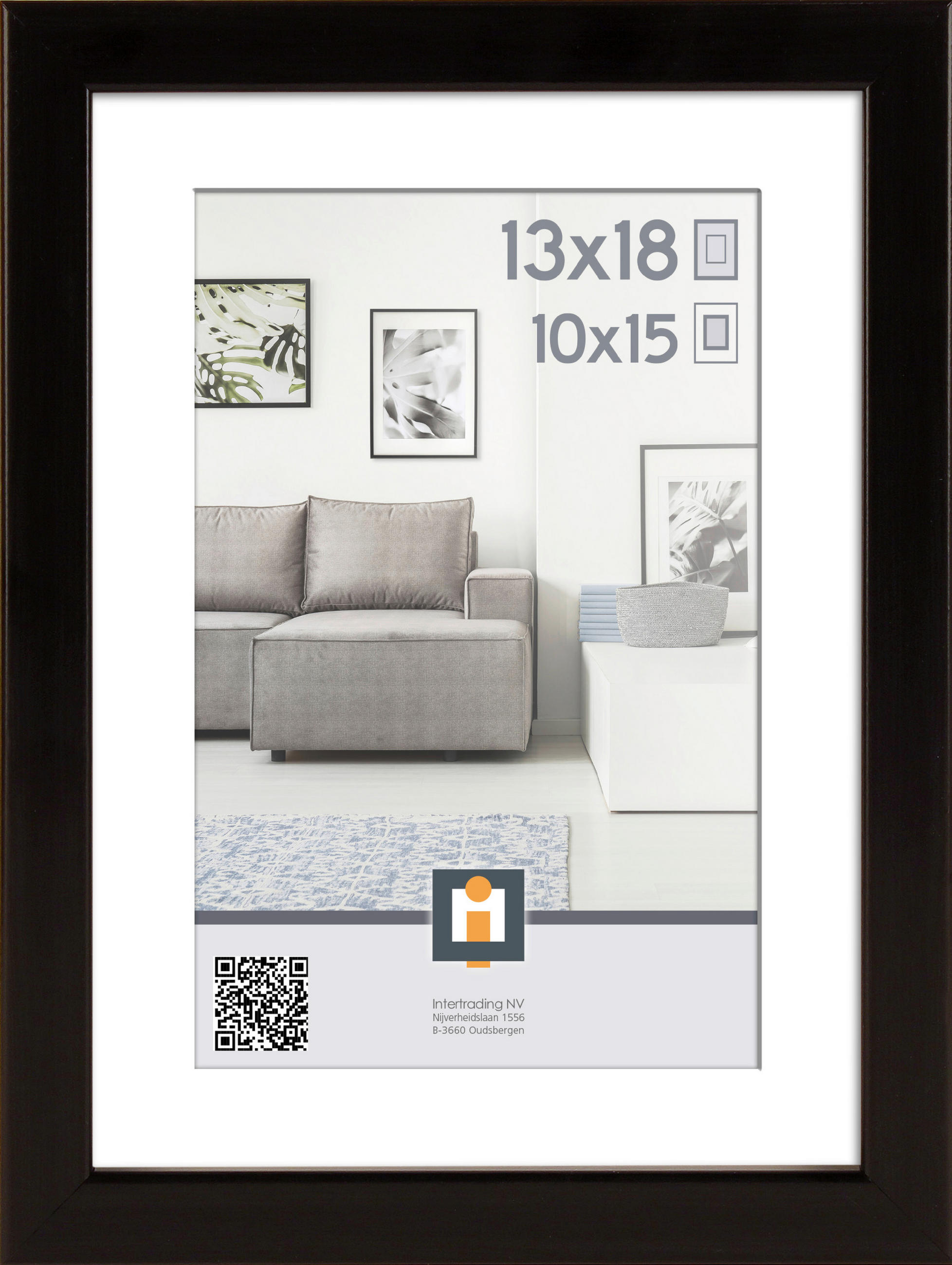 RÁM NA OBRAZY, 1 foto 13 cm x 18 cm - čierna, Basics, plast (15/20/2,5cm)