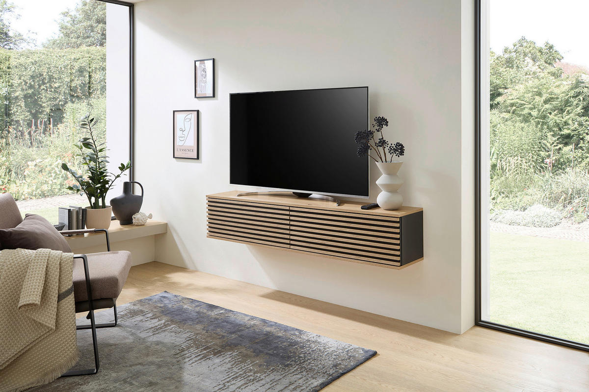 LOWBOARD  in 180/30/30 cm  - Schwarz/Eiche Artisan, Design, Holzwerkstoff/Kunststoff (180/30/30cm) - Boxxx