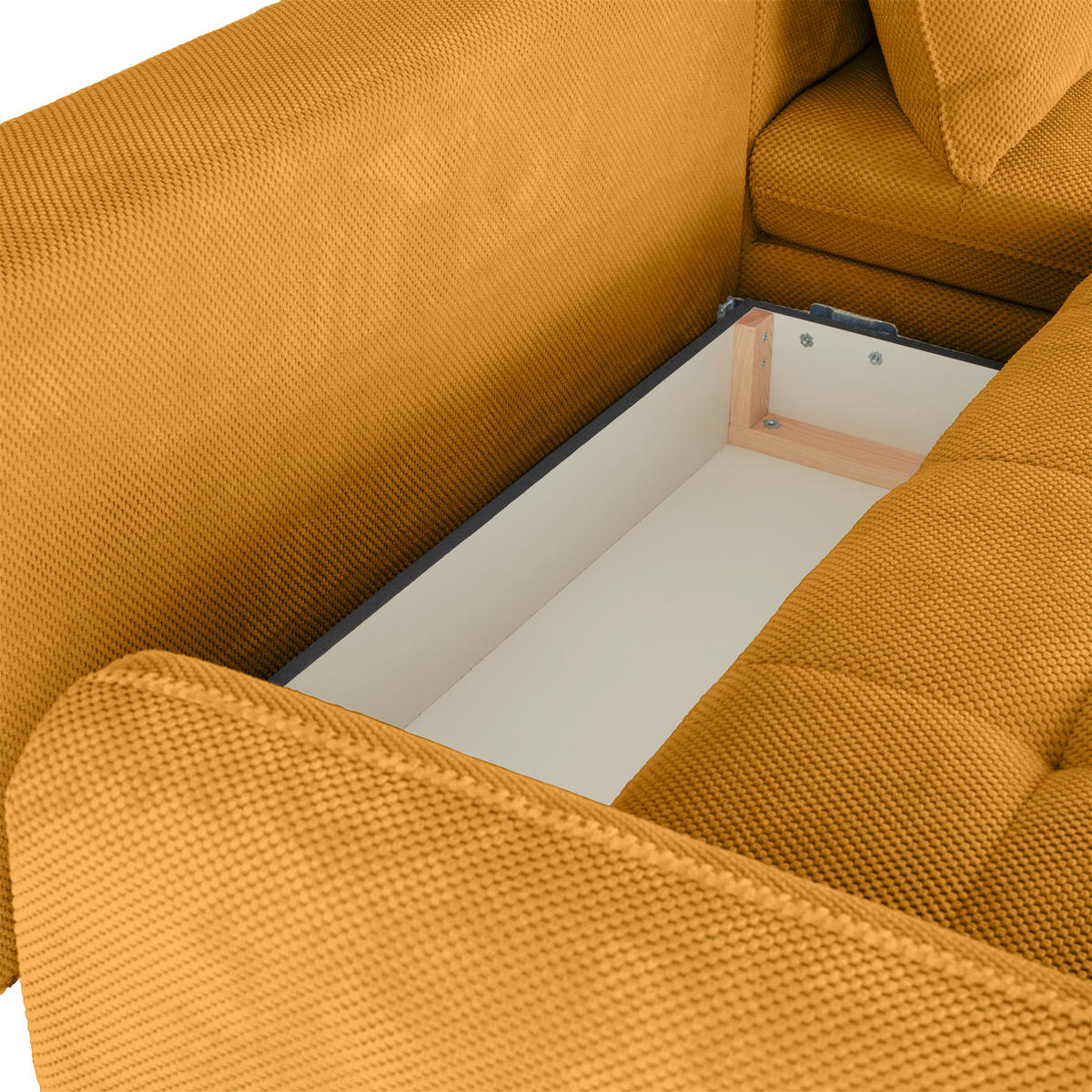 ECKSOFA WAVE Senfgelb Struktur  - Beige/Senfgelb, MODERN, Textil/Metall (266/189cm) - MID.YOU