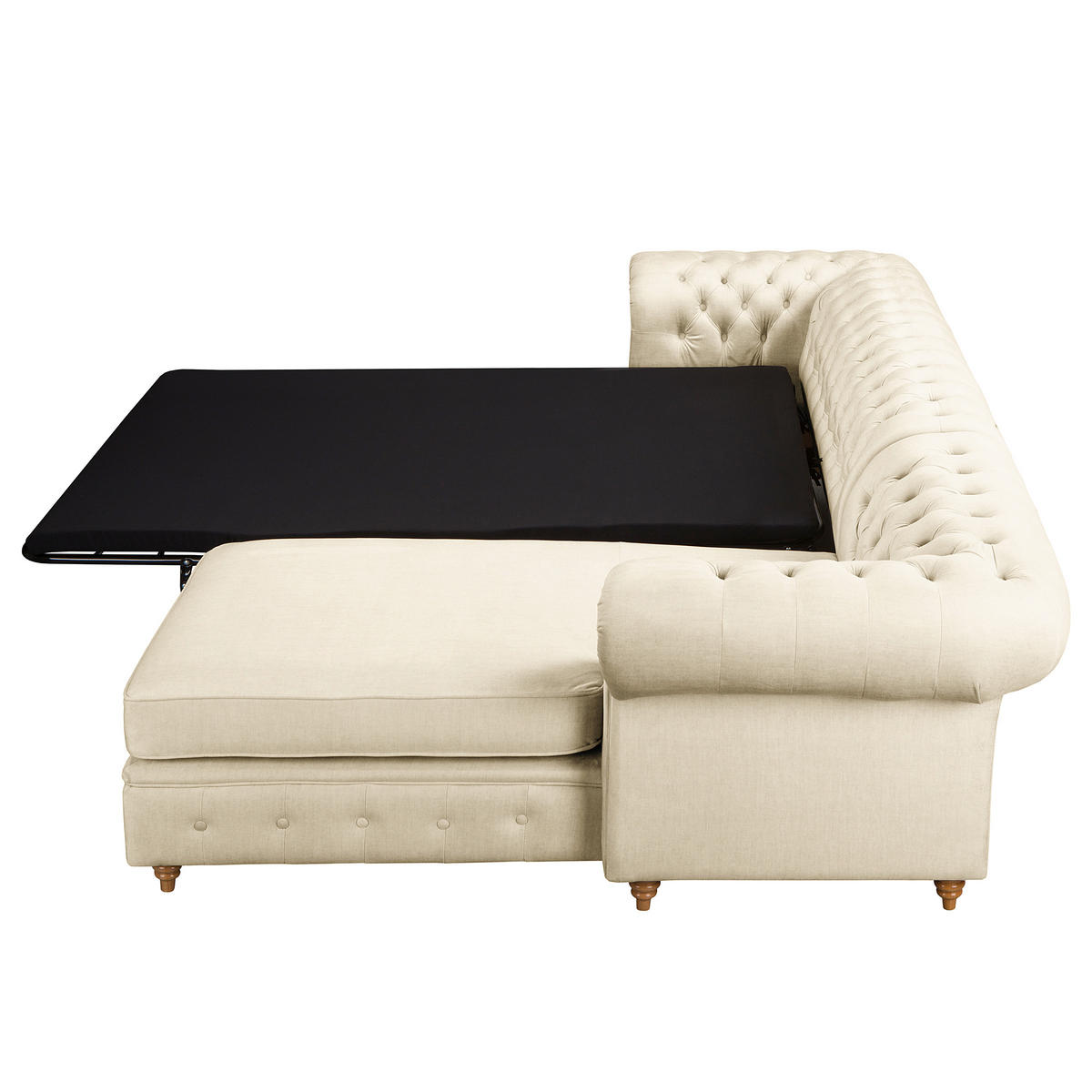 ECKSOFA Laura in Mikrofaser Creme  284/182 cm  - Creme/Braun, Design, Holz/Textil (284/182cm) - P & B