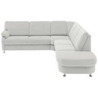 ECKSOFA in Flachgewebe Hellgrau  - Hellgrau/Alufarben, Konventionell, Textil/Metall (269/289cm) - Beldomo System