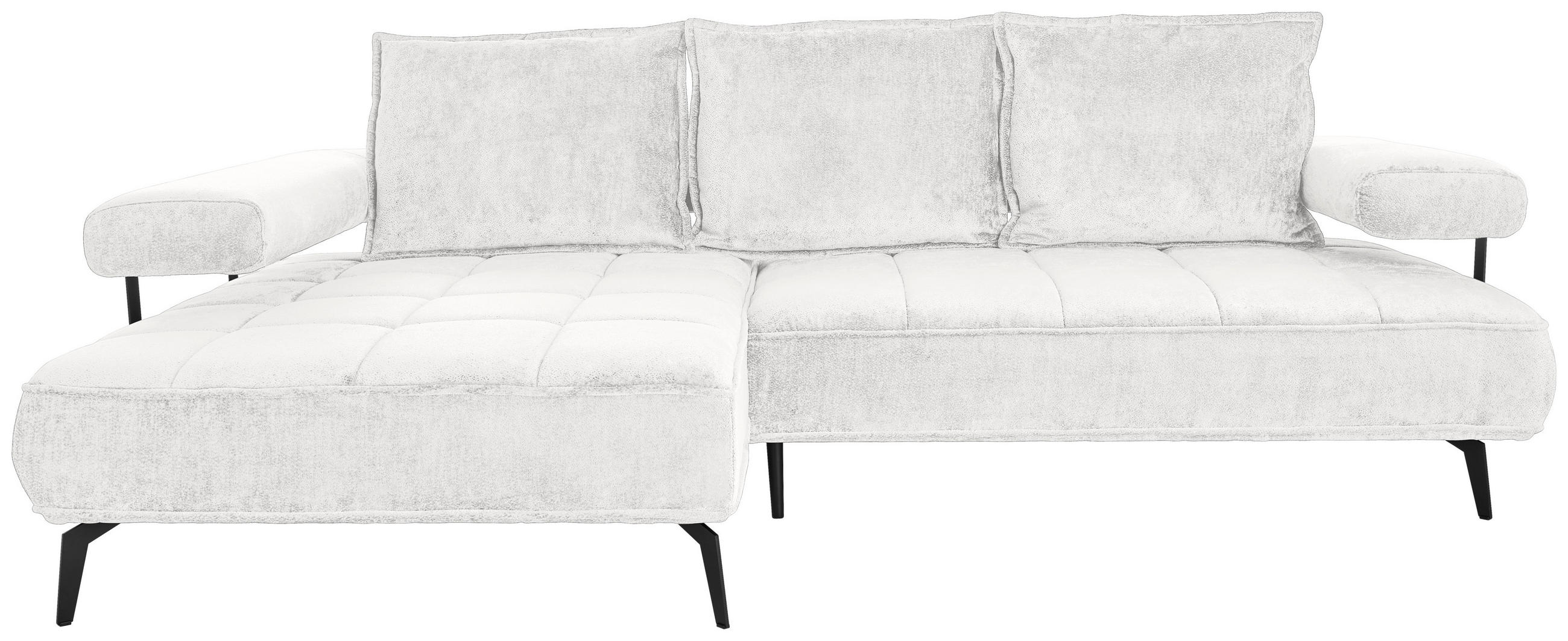 ECKSOFA in Webstoff Weiss  - Weiss/Schwarz, Design, Textil/Metall (180/266cm) - Welnova