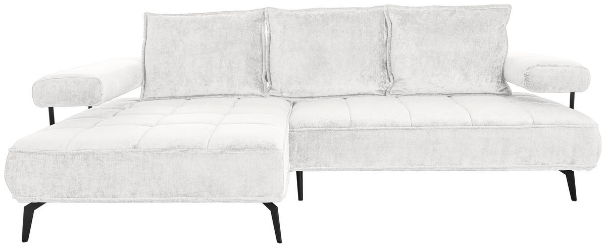 ECKSOFA in Webstoff Weiss  - Weiss/Schwarz, Design, Textil/Metall (180/266cm) - Welnova