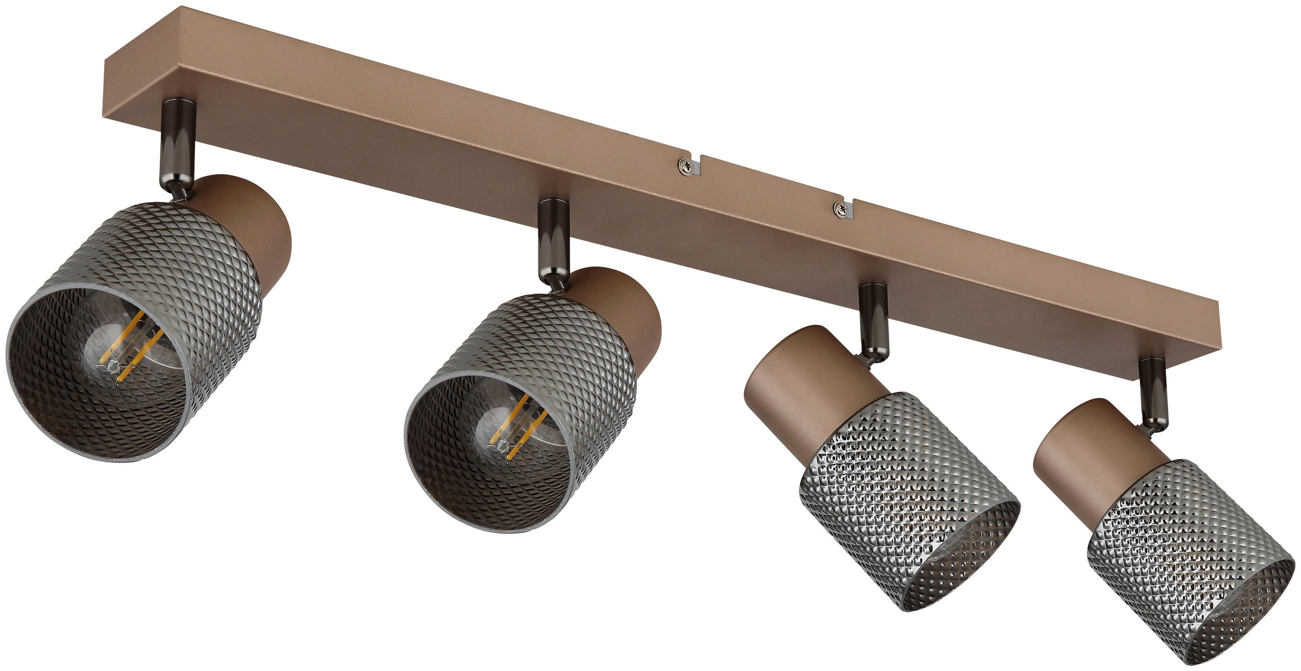 DECKENLEUCHTE 56/12/12,5 cm   - Cappuccino, Design, Glas/Metall (56/12/12,5cm) - Novel