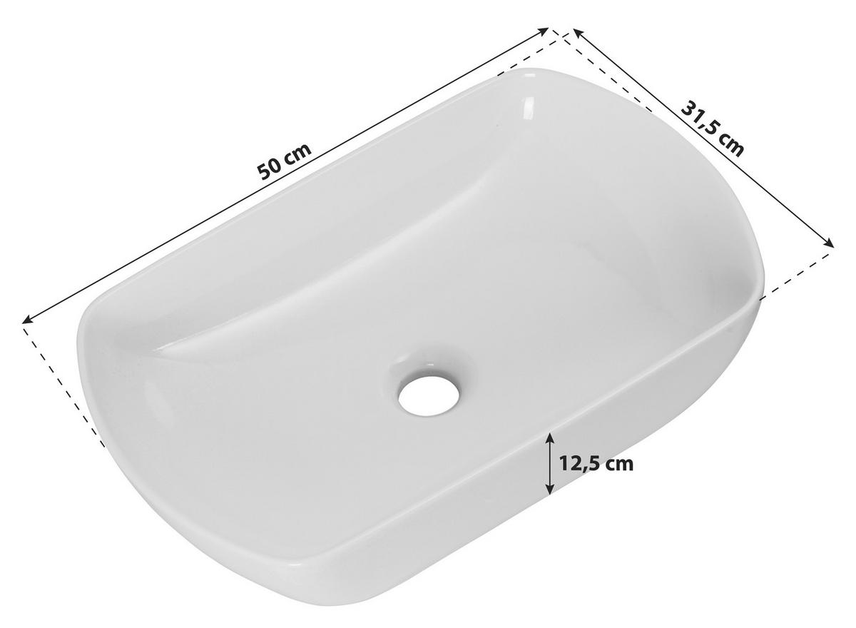 WASCHBECKEN 50/12,5/31,5 cm  - Grau, MODERN, Keramik (50/12,5/31,5cm) - MID.YOU