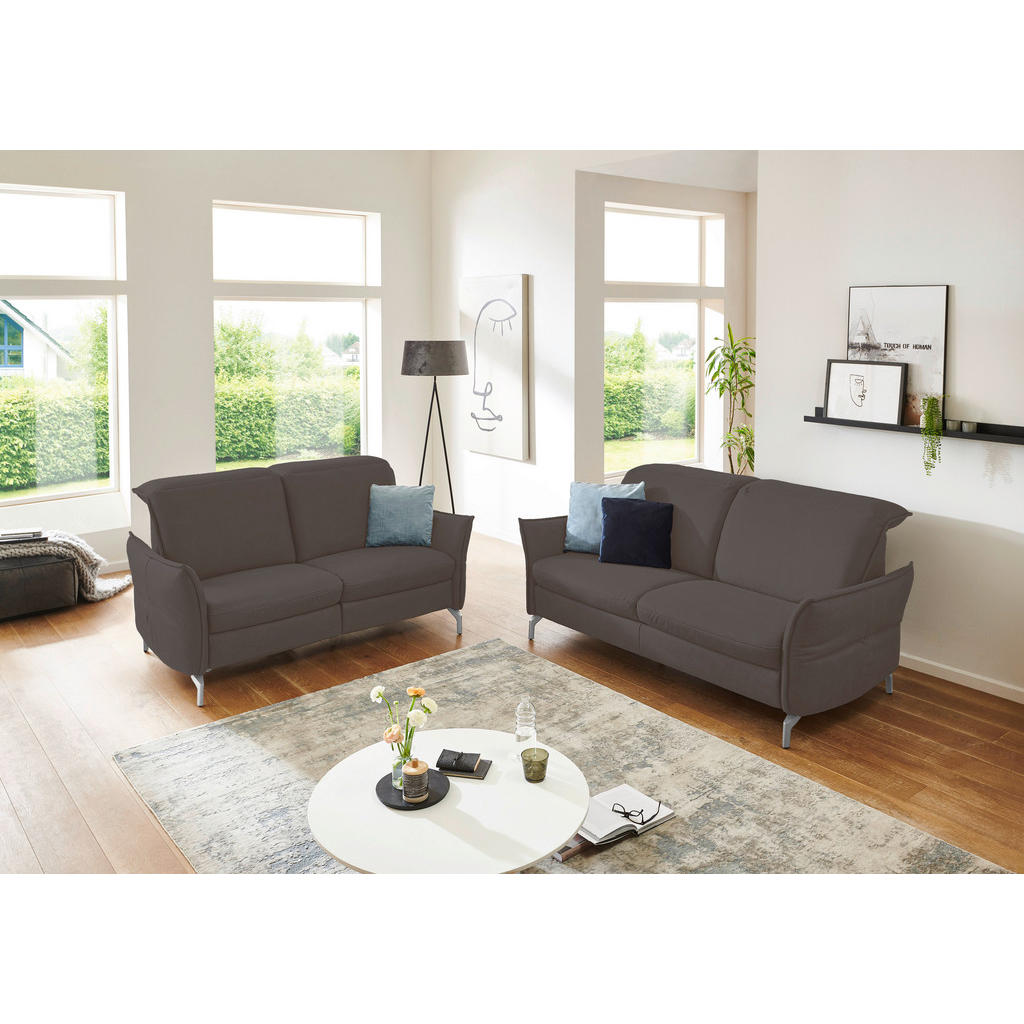 Thumbnail - Livetastic 2-Sitzer-Sofa, Grau, Textil, Füllung: Schaumstoff, 154x89x109 cm, Made in EU, Hocker erhältlich, motorische R...