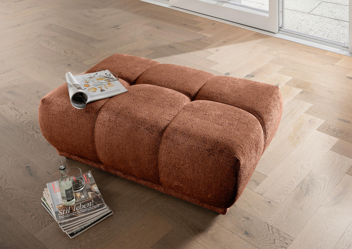 ECKSOFA Chenille Rostfarben  - Rostfarben/Schwarz, Modern, Kunststoff/Textil (254/203cm) - Livetastic