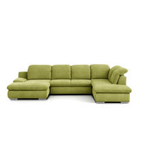 WOHNLANDSCHAFT Grün Chenille  - Chromfarben/Grün, Design, Textil/Metall (165/353/212cm) - Livetastic