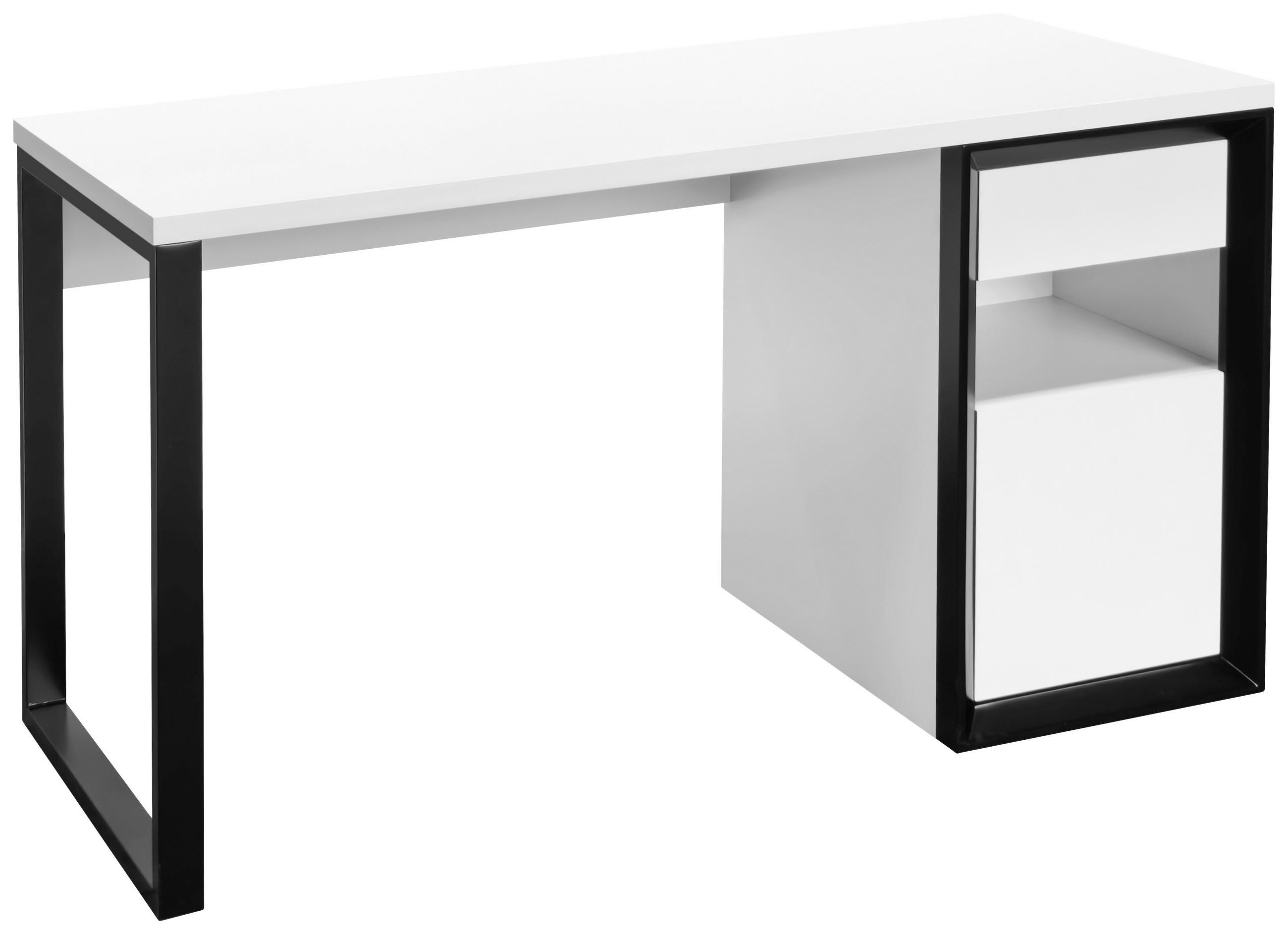 ÍRÓASZTAL  - fekete/fehér, Modern, faalapú anyag/fém (140/59/76cm) - Livetastic