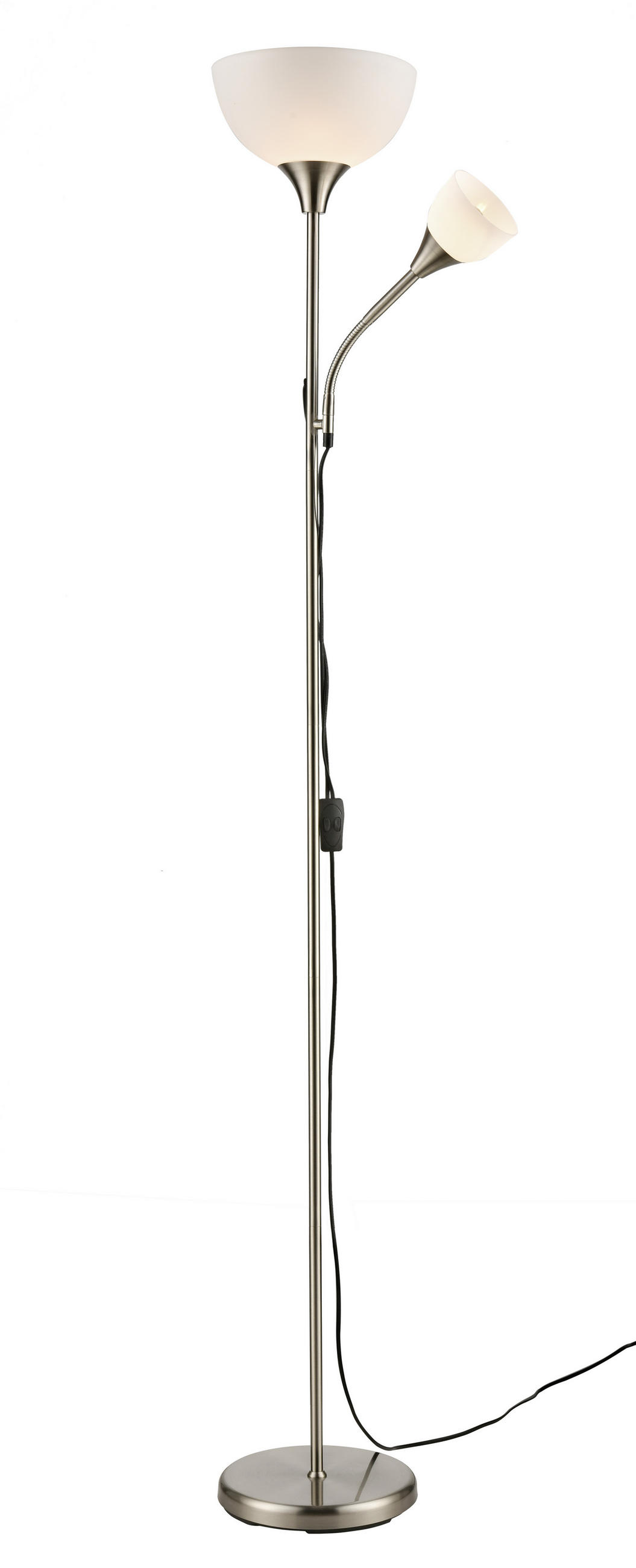 STOJACÍ LAMPA, 25/181,5 cm  - bílá/barvy niklu, Basics, kov/plast (25/181,5cm) - Boxxx