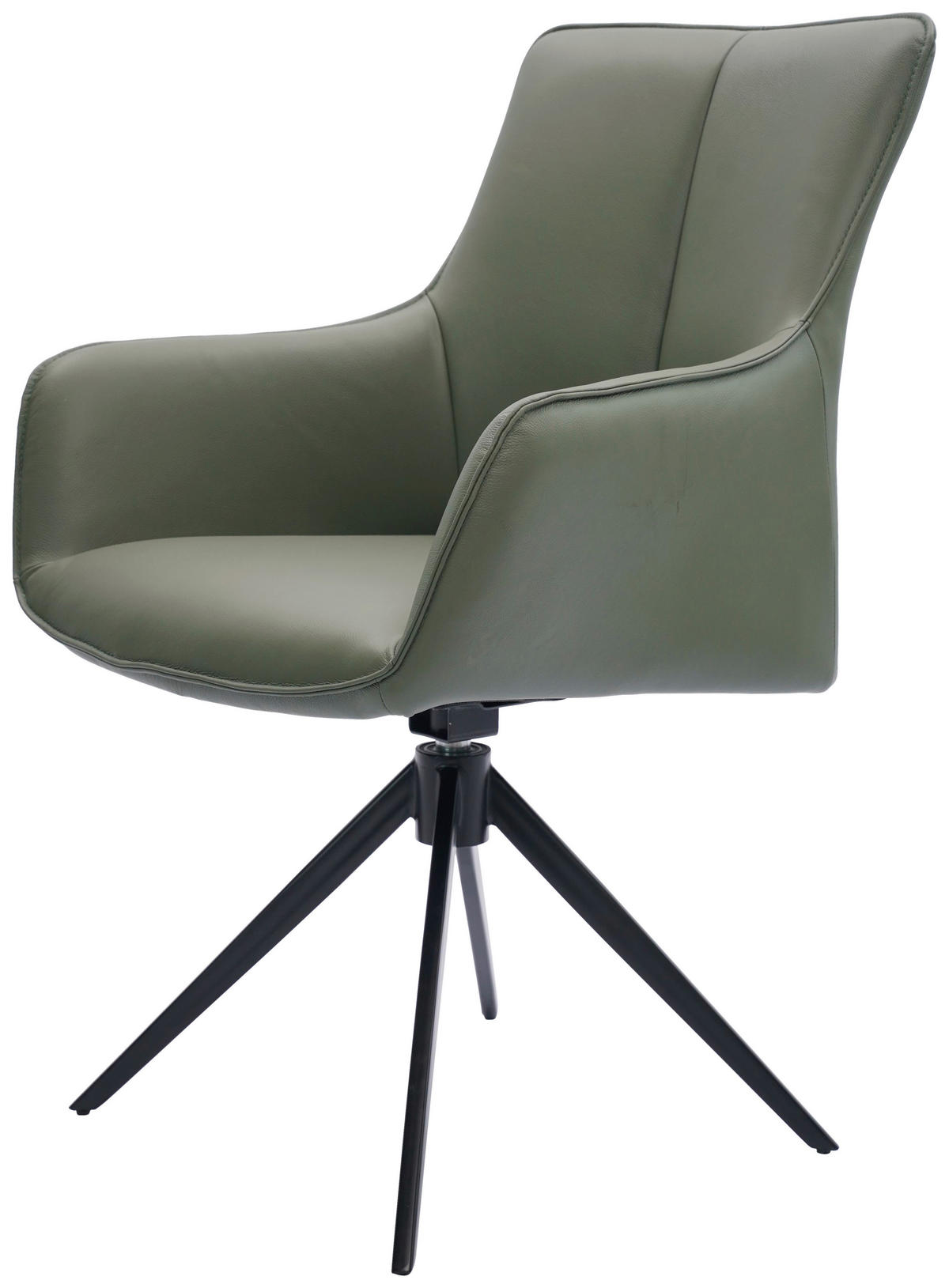 STOLICA S NASLONOM ZA RUKE  zelena, crna  metal, koža      - zelena/crna, Design, koža/metal (64/87/60cm) - Novel