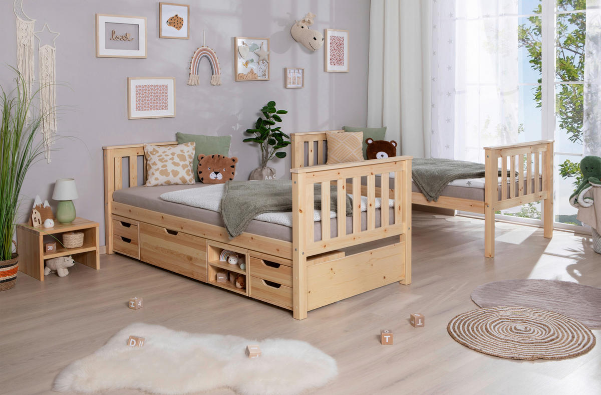 Etagenbett "Sammy", 90/200 cm Naturfarben  - Naturfarben, Modern, Holz (90/200cm) - MID.YOU