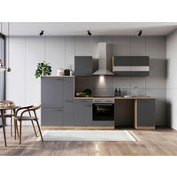 KÜCHENBLOCK 310 cm   in Grau  - Edelstahlfarben/Eichefarben, Basics, Glas/Holzwerkstoff (310cm) - Respekta