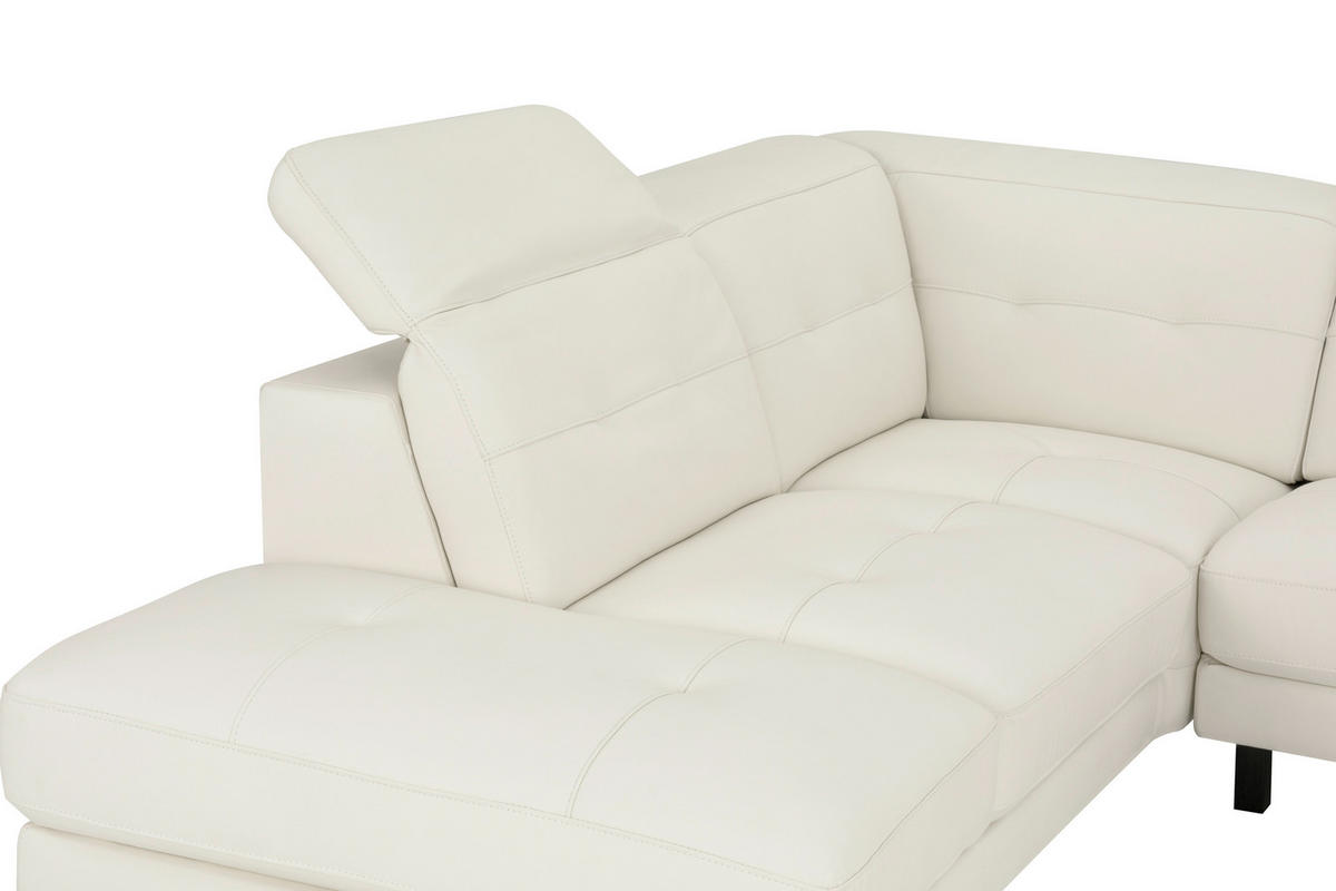 ECKSOFA Weiß Echtleder  - Schwarz/Weiß, MODERN, Leder/Metall (224/287cm) - MID.YOU