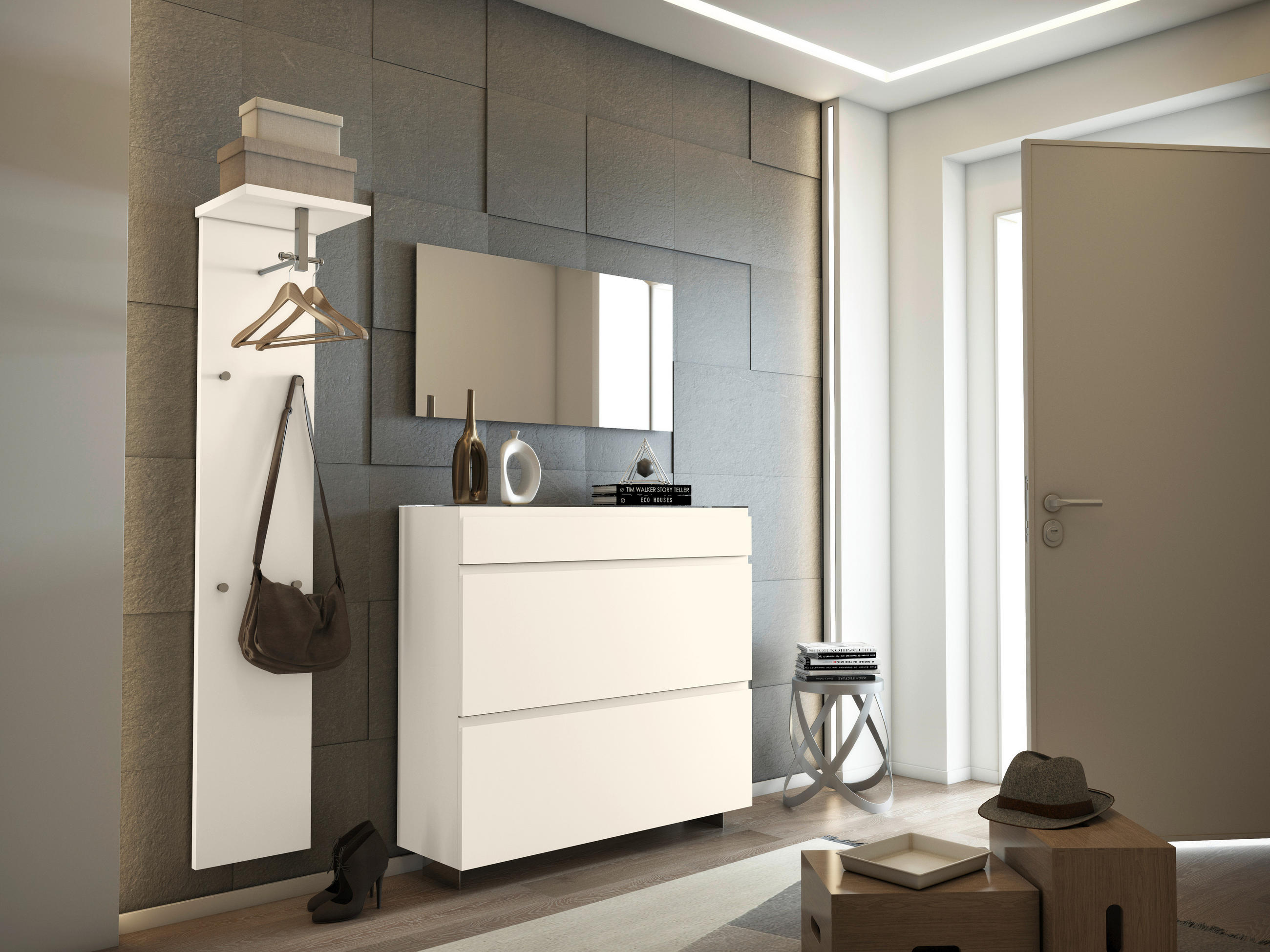 GARDEROBENPANEEL in 33/167/31 cm - Sandfarben/Chromfarben, Design, Holzwerkstoff/Metall (33/167/31cm) - Moderano