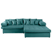 ECKSOFA Velours Blau  - Blau/Schwarz, Design, Kunststoff/Textil (284/243cm) - P & B