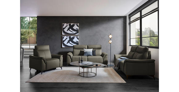 SESSEL in Echtleder Grau  - Schwarz/Grau, Design, Leder/Metall (107/105/98cm) - Belluti