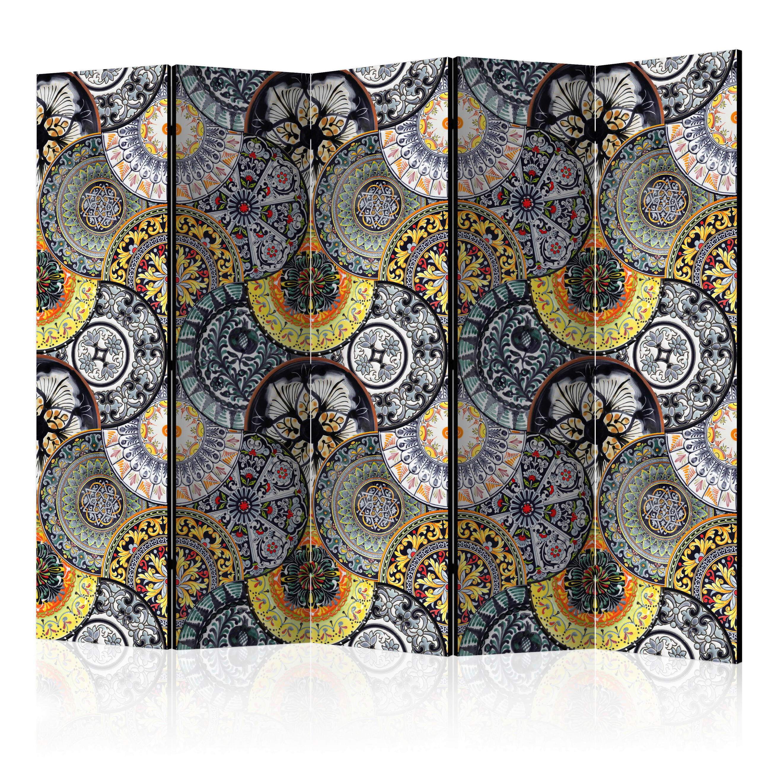 PARAVENT mit 5  Flügel - Multicolor, Basics, Holz/Textil (225/172/3cm) - artgeist