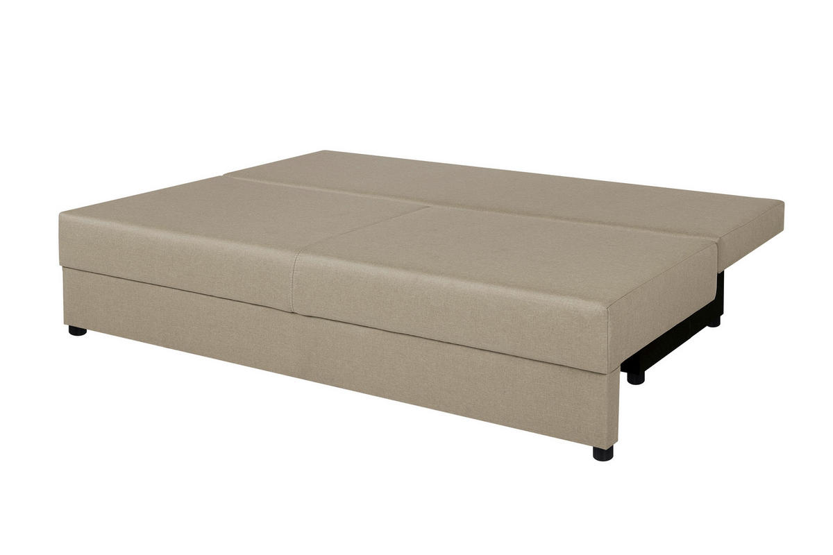 SCHLAFSOFA  mit Liegefunktion, Rücken echt Beige  - Beige/Schwarz, Design, Kunststoff/Textil (190/80/75cm) - P & B