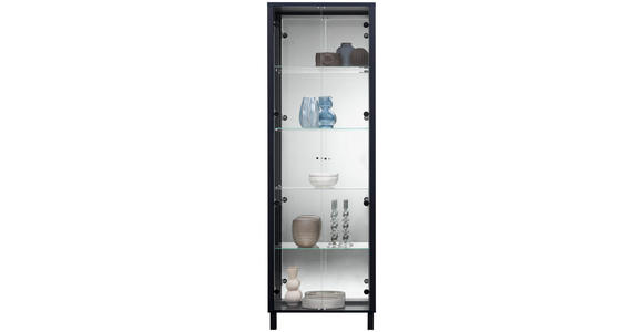 VITRINE in Schwarz - Schwarz, KONVENTIONELL, Glas/Holzwerkstoff (62/189/33cm) - Carryhome