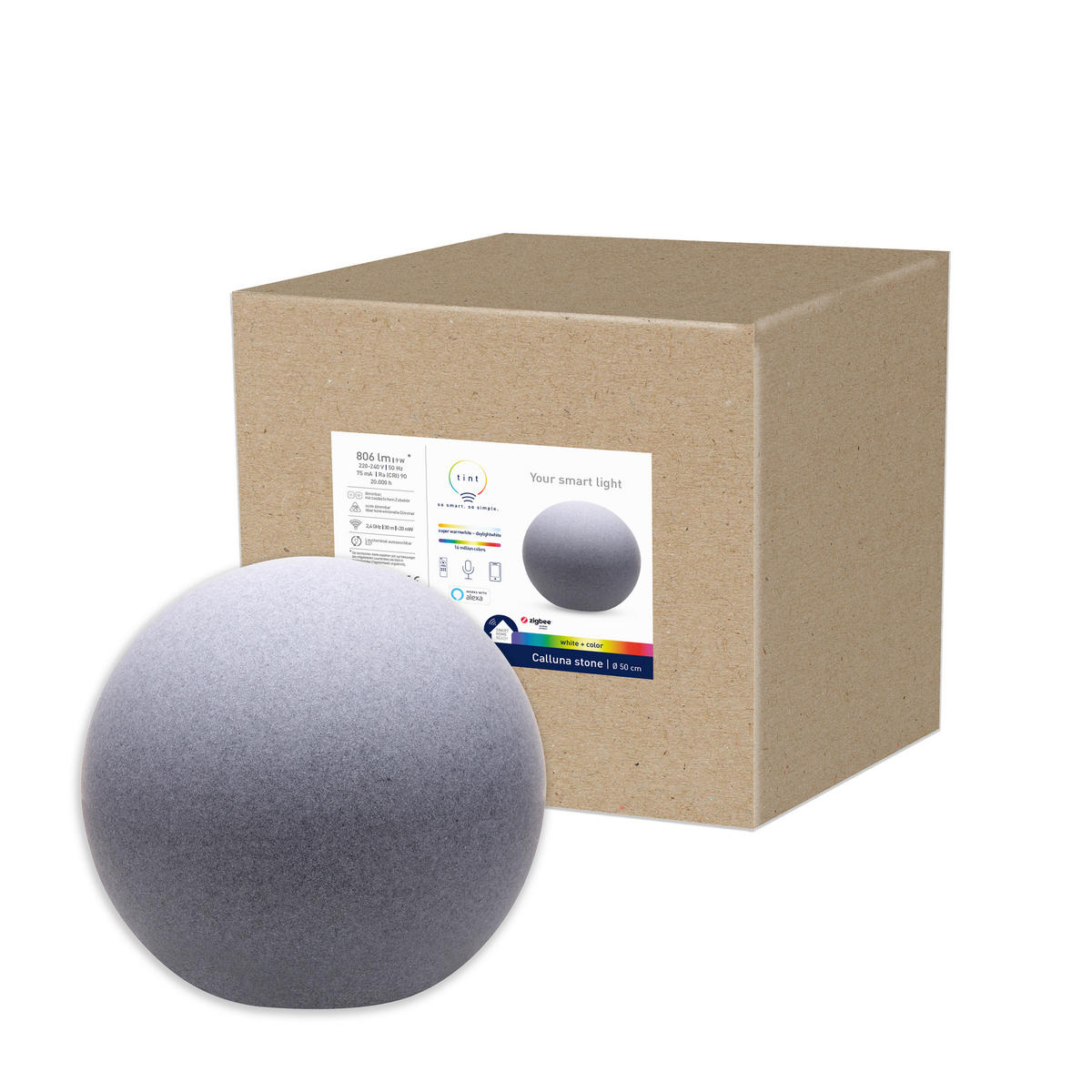 AUßENKUGELLEUCHTE TINT 50 cm  - Grau, Basics, Kunststoff (50cm) - Tint