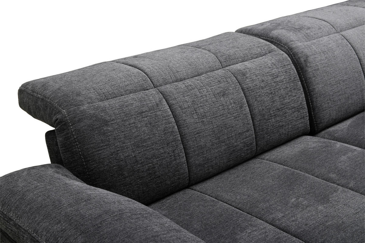 ECKSOFA Dunkelgrau Chenille  - Dunkelgrau/Silberfarben, Design, Textil/Metall (175/262cm) - Livetastic