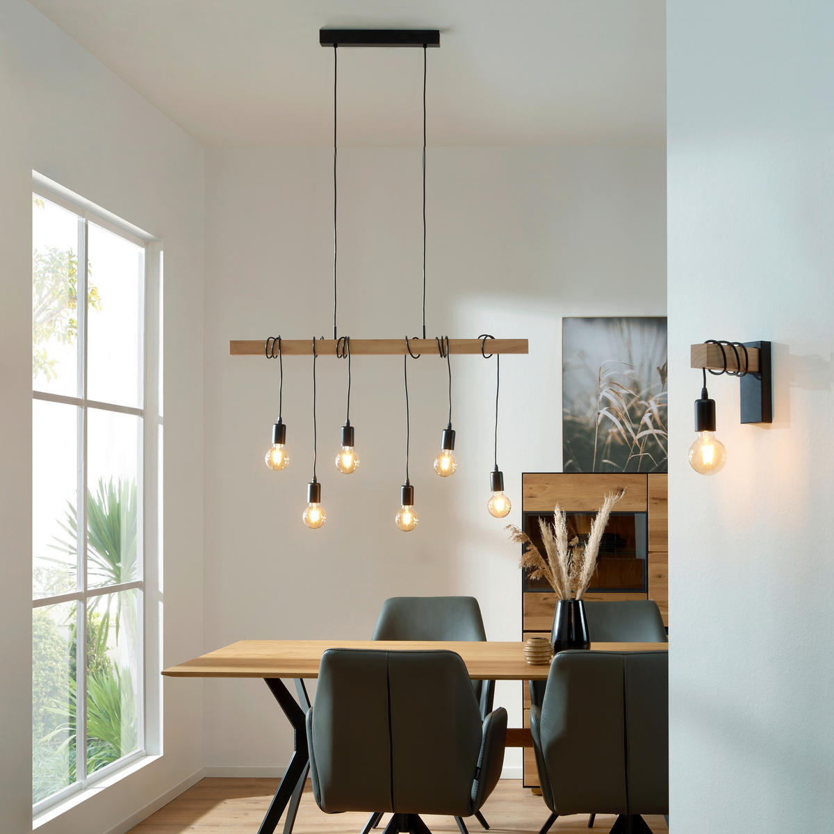 HÄNGELEUCHTE   100 cm  - Schwarz/Braun, Lifestyle, Holz/Metall (100cm) - Marama