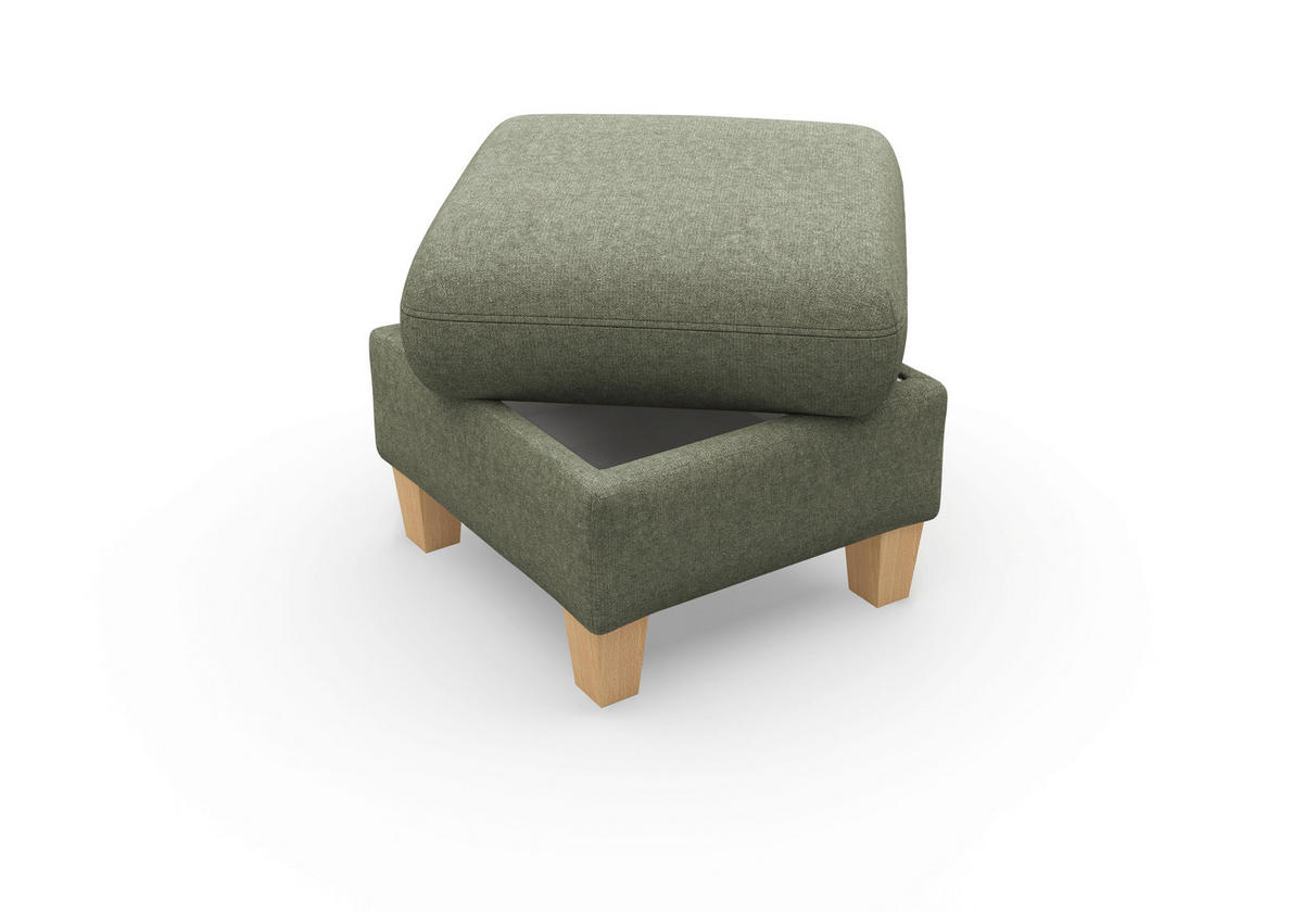 HOCKER in Textil Olivgrün  - Eichefarben/Olivgrün, KONVENTIONELL, Holz/Textil (58/48/58cm) - Sit & More