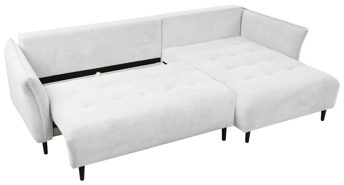 ECKSOFA in Chenille Creme  - Creme/Schwarz, Modern, Textil/Metall (285/200cm) - MID.YOU
