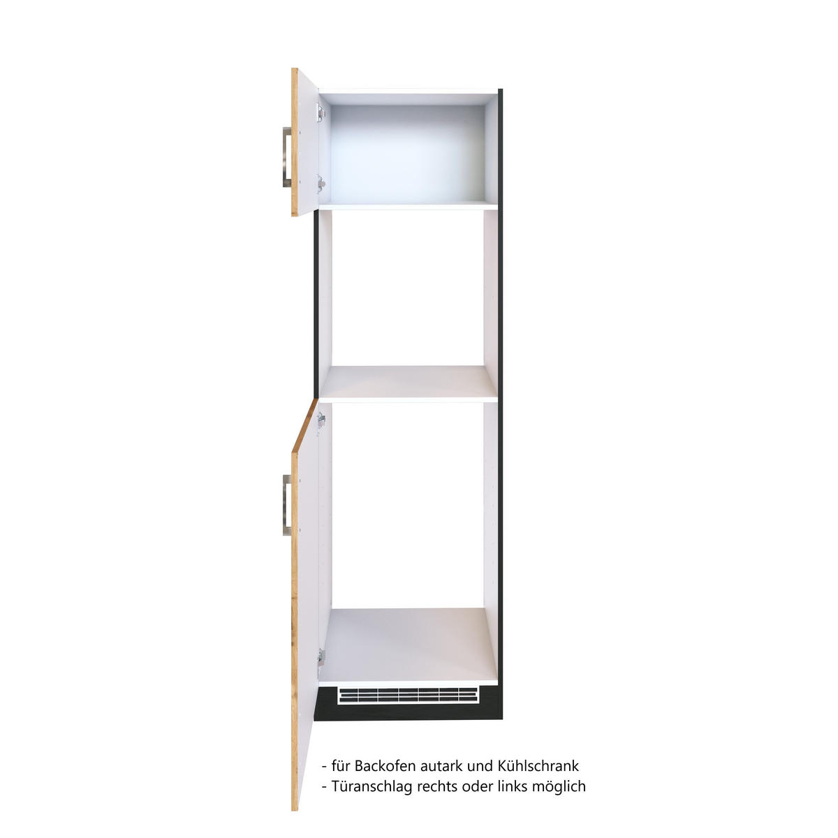 GERÄTEUMBAUSCHRANK 60/200/60 cm  in Eichefarben  - Chromfarben/Eichefarben, Modern, Holzwerkstoff/Metall (60/200/60cm) - Held