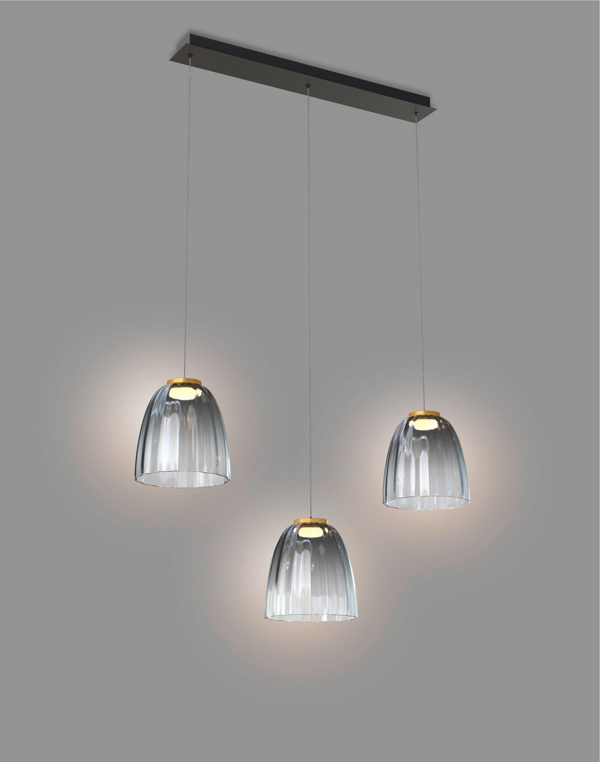 LED-HÄNGELEUCHTE Valence 90/22/150 cm   - Goldfarben/Schwarz, Design, Glas/Metall (90/22/150cm) - Wofi