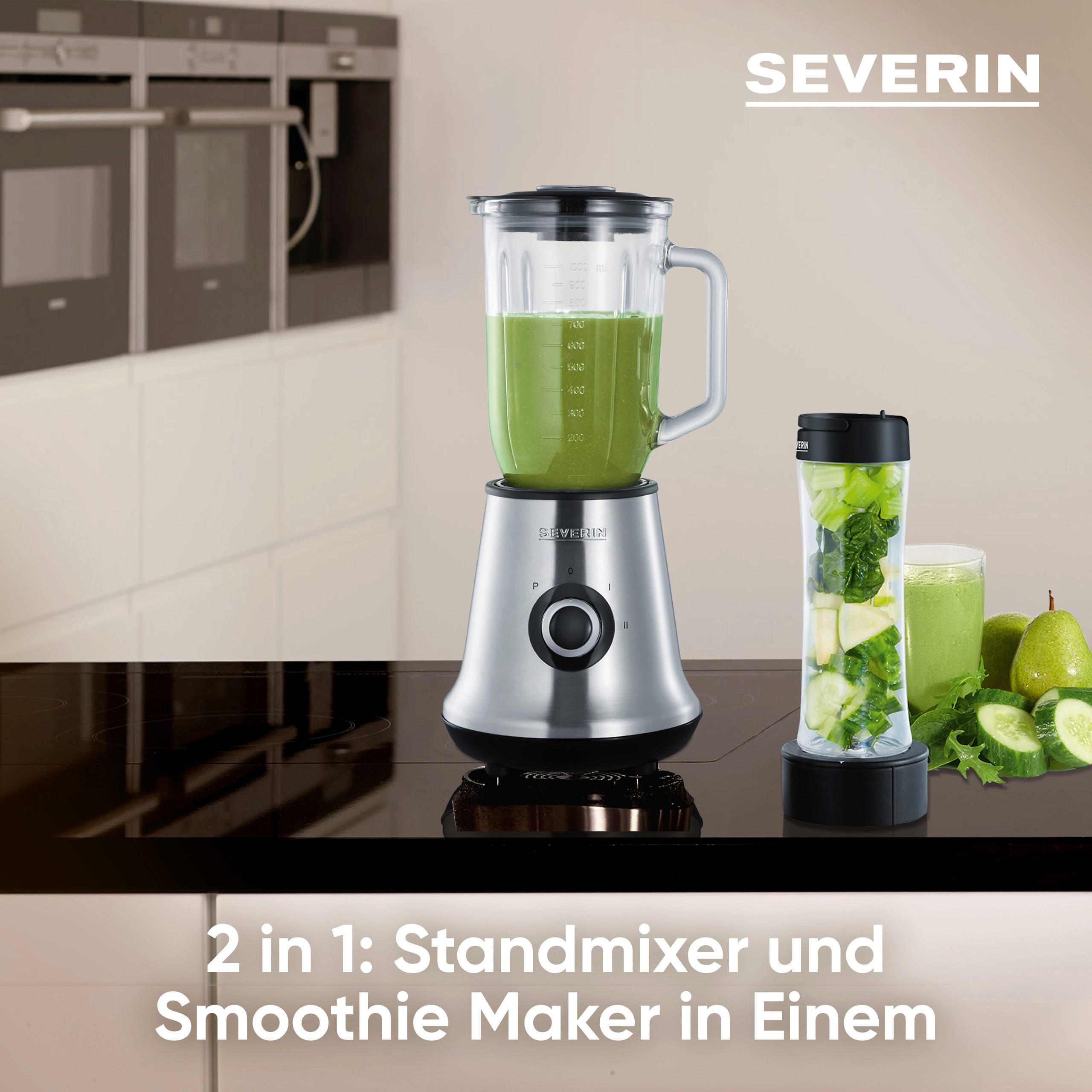 STANDMIXER Multi-Mixer+Smoothie Mix&Go  - Basics, Glas/Kunststoff (16,5/16,5/37,5cm) - Severin