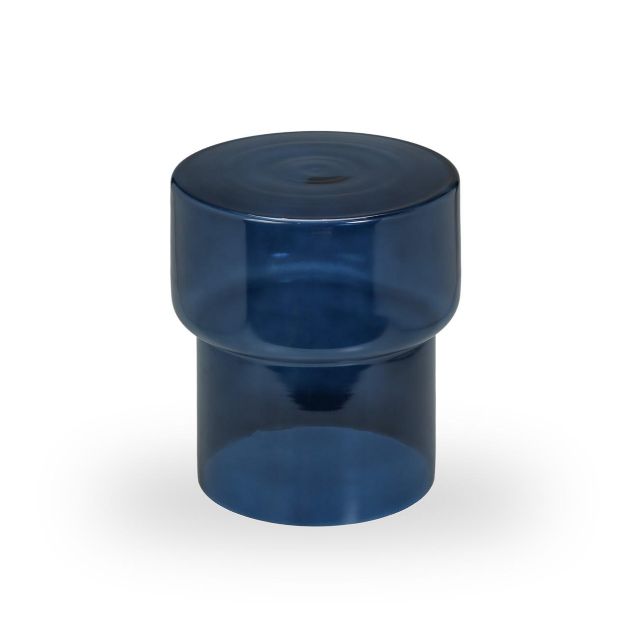 BEISTELLTISCH 35/35/40 cm Dunkelblau rund  - Dunkelblau, Basics, Glas (35/35/40cm) - MID.YOU