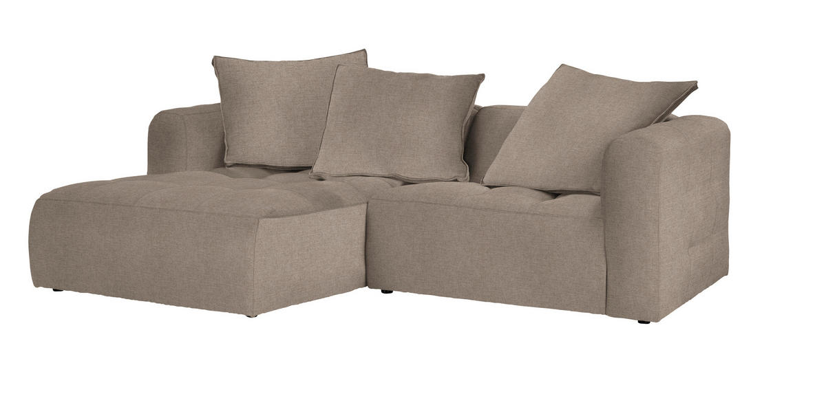 ECKSOFA MOSSO Braun Flachgewebe  - Schwarz/Braun, MODERN, Kunststoff/Textil (173/240cm) - Stylife