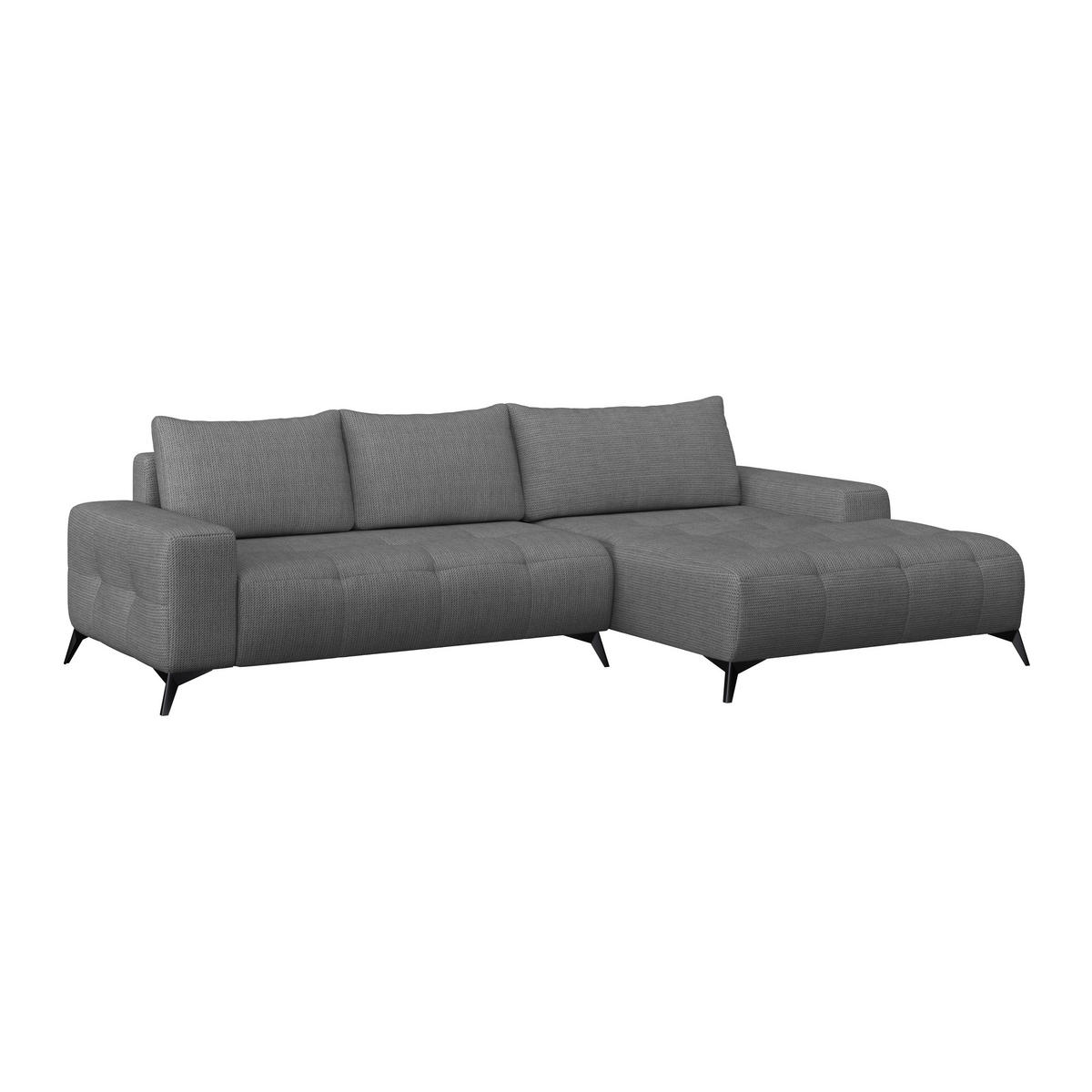 ECKSOFA MAURO Anthrazit Flachgewebe  - Anthrazit/Schwarz, Trend, Textil/Metall (290/175cm) - MID.YOU