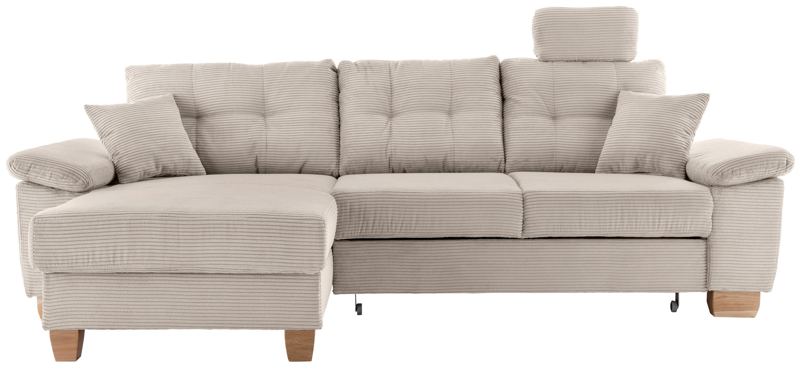 ECKSOFA in Cord Beige  - Beige/Naturfarben, Modern, Holz/Textil (176/270cm) - Livetastic