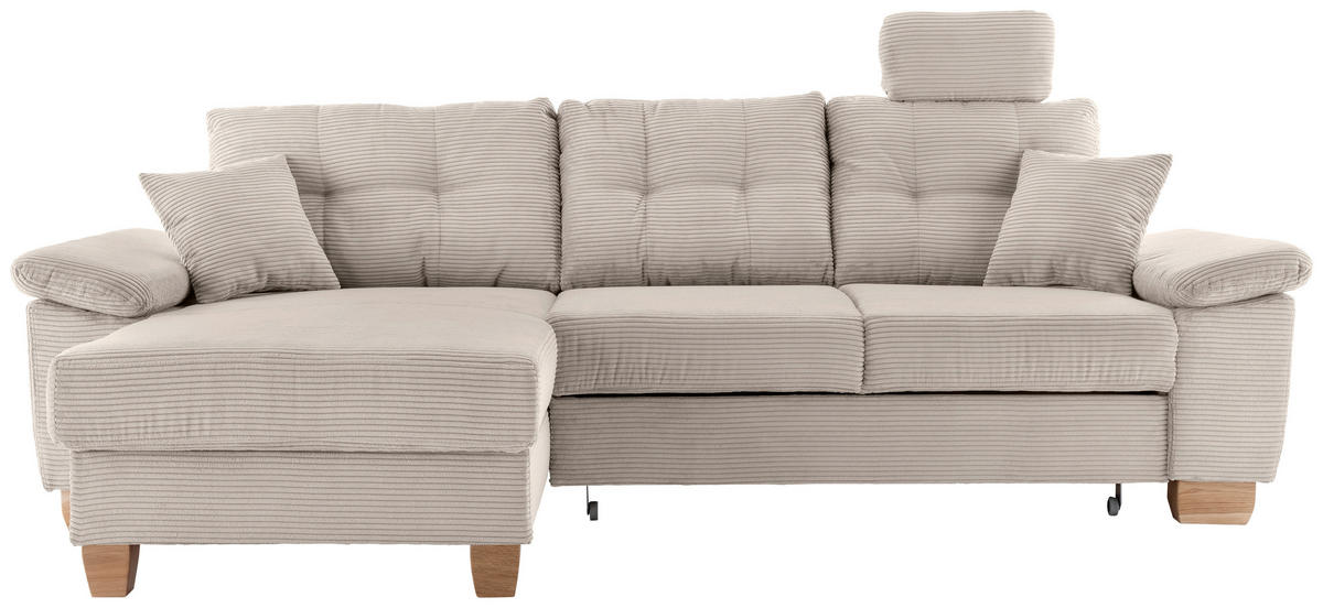 ECKSOFA in Cord Beige  - Beige/Naturfarben, Modern, Holz/Textil (176/270cm) - Livetastic